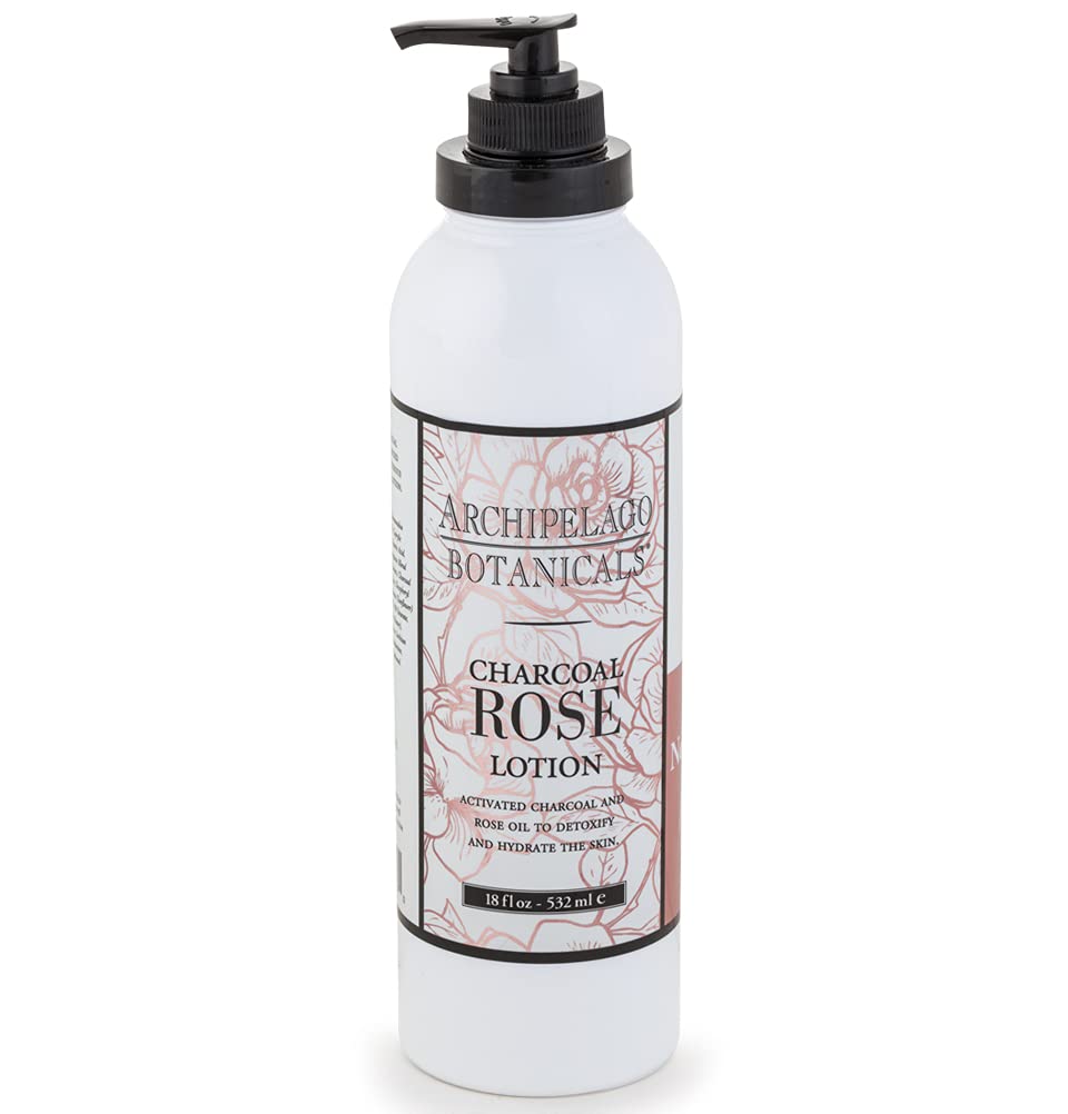 Archipelago Botanicals Charcoal Rose Lotion bottle for daily hydration and light scent