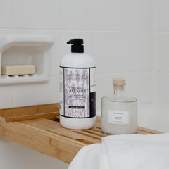 Creamy foam from Archipelago Lavender Body Wash delivering luxurious cleansing and smoother skin.