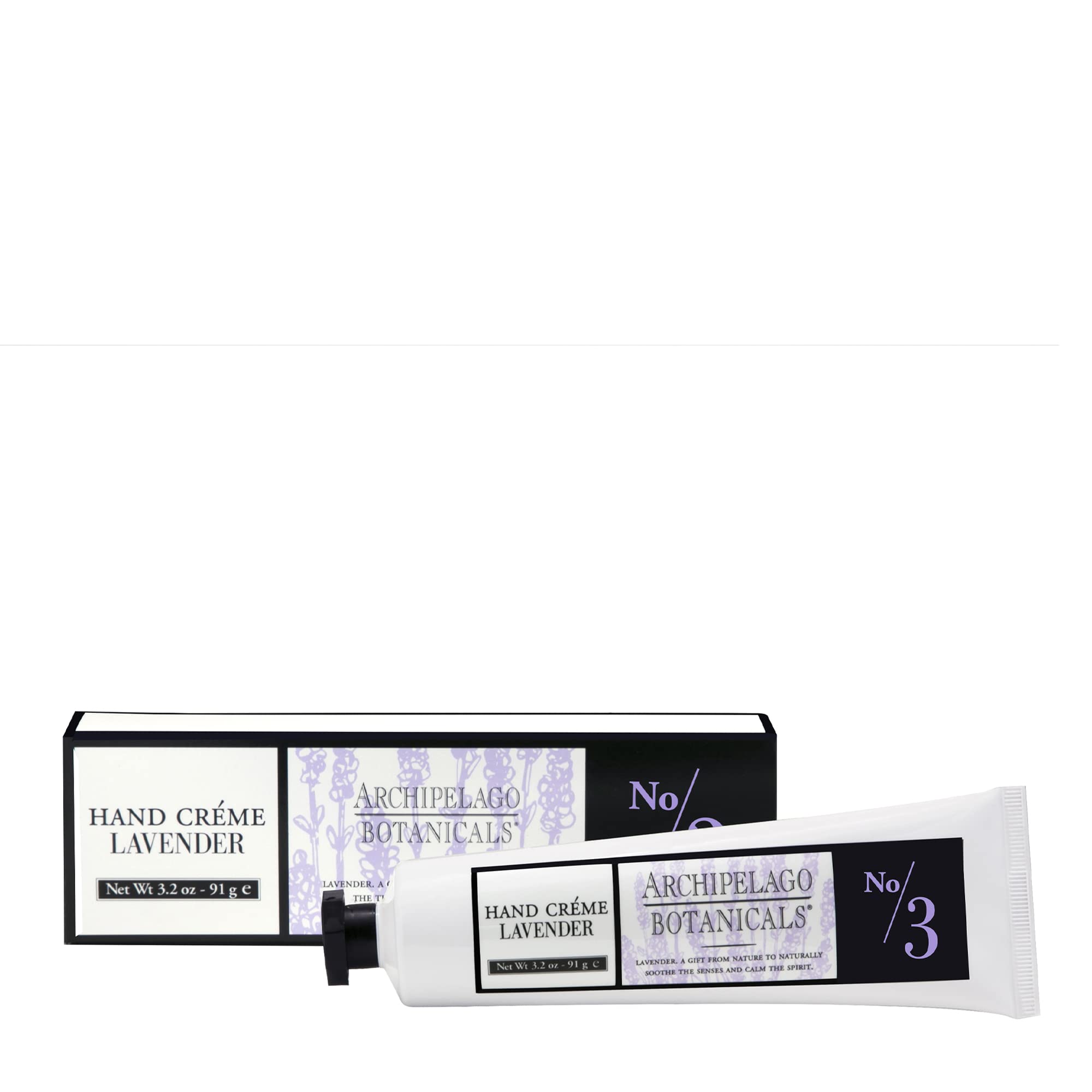 Archipelago Lavender Hand Crème bottle for premium hydration on dry hands.