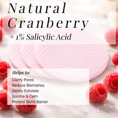 Closeup of ARCONA Raspberry Clarifying Pads highlighting pore-purifying action