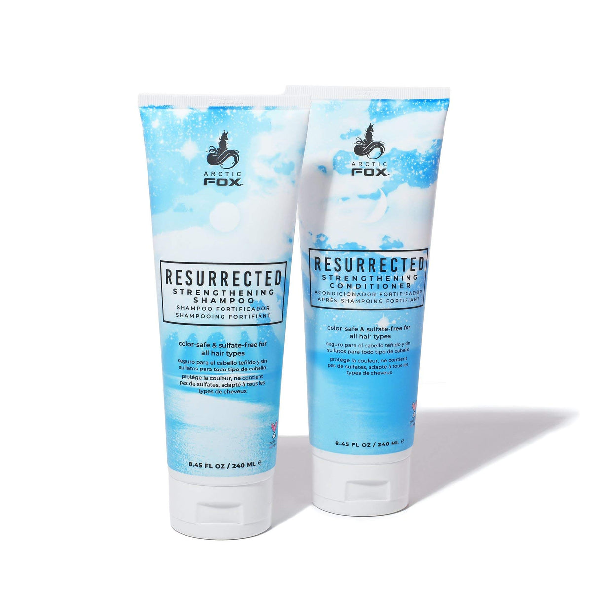 ARCTIC FOX Resurrected shampoo bottle highlights strengthening formula for healthier-looking hair.