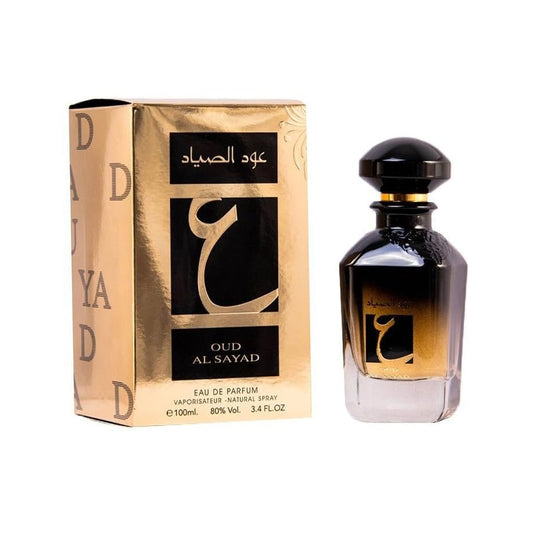 Ard Al Zaafaran Oud Al Sayad bottle closeup; rich amber notes ideal for special occasions.