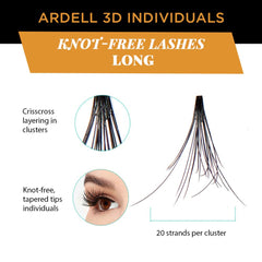 Ardell 3D Individual Lashes Long Black on-eye wear for dramatic enhancement
