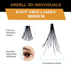 Ardell 3D Medium Black lashes application image showing easy, lightweight wear