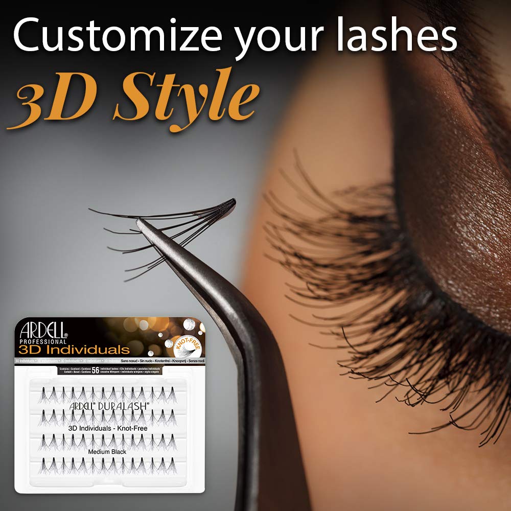 Ardell 3D Individuals Medium Black lashes close-up highlighting soft, comfortable strands