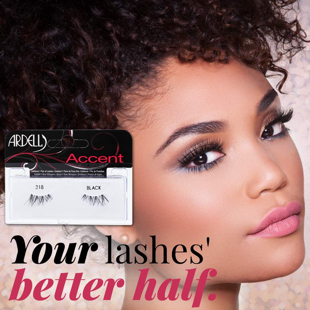 Ardell Accent 318 lightweight lashes deliver comfortable wear all day.