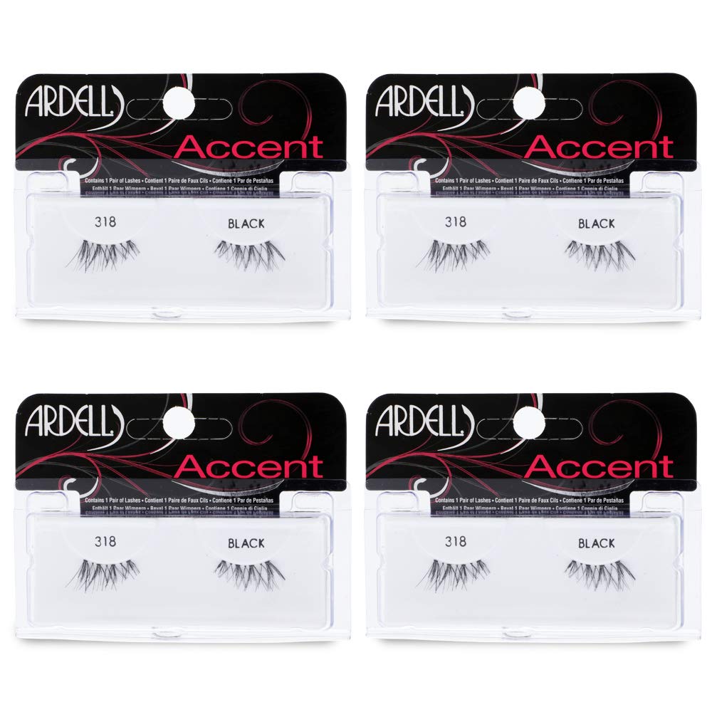 Ardell Accent 318 half lashes highlight outer edge for subtle cat-eye.