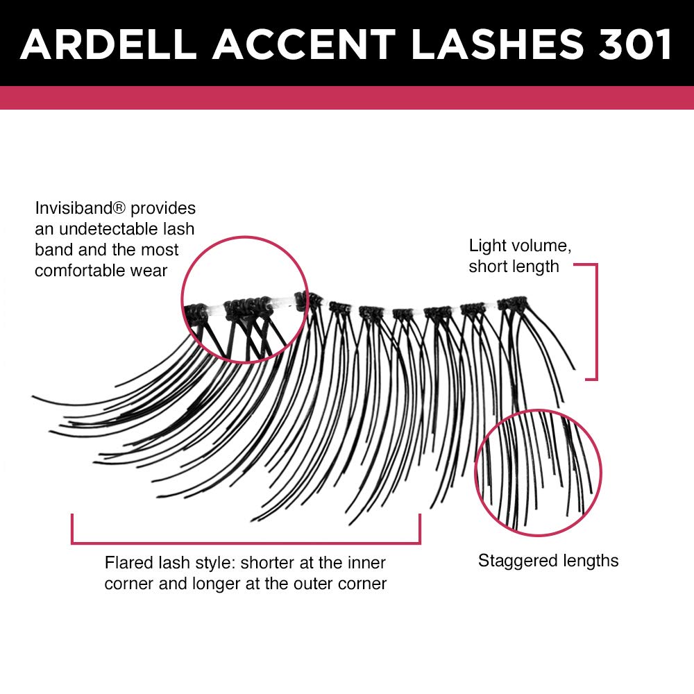 Ardell Accent Half Lashes 301 outer corner volume for an open-eye effect
