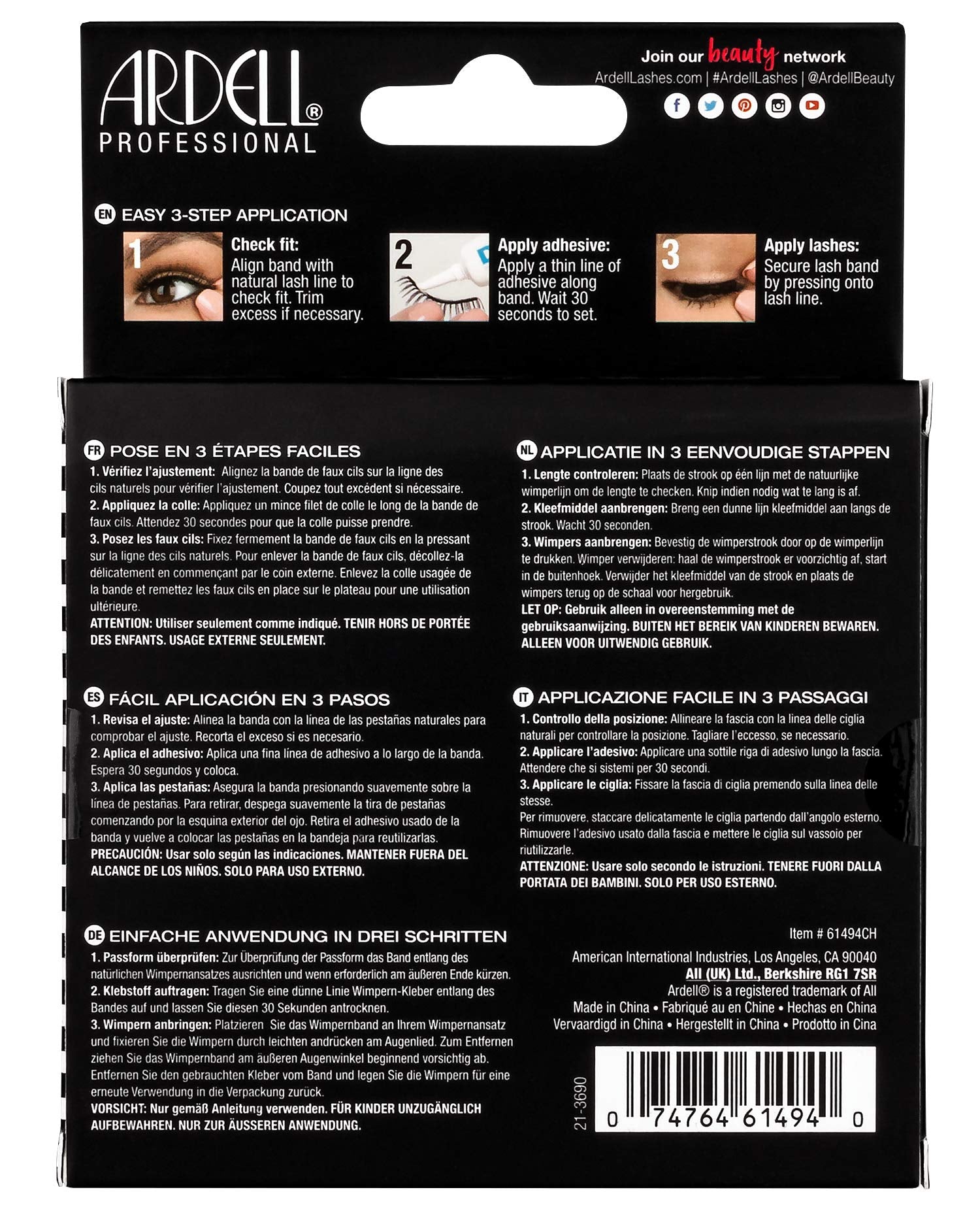 Ardell Demi Wispies natural-look lashes catch light for a subtle glow.