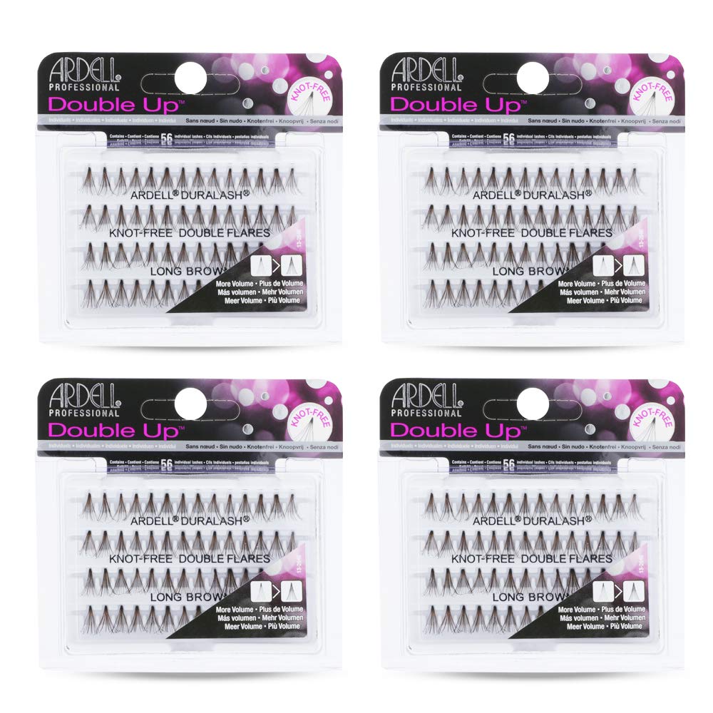 Ardell Double Up Individuals Lashes long brown create a natural, voluminous flutter for day to night looks.