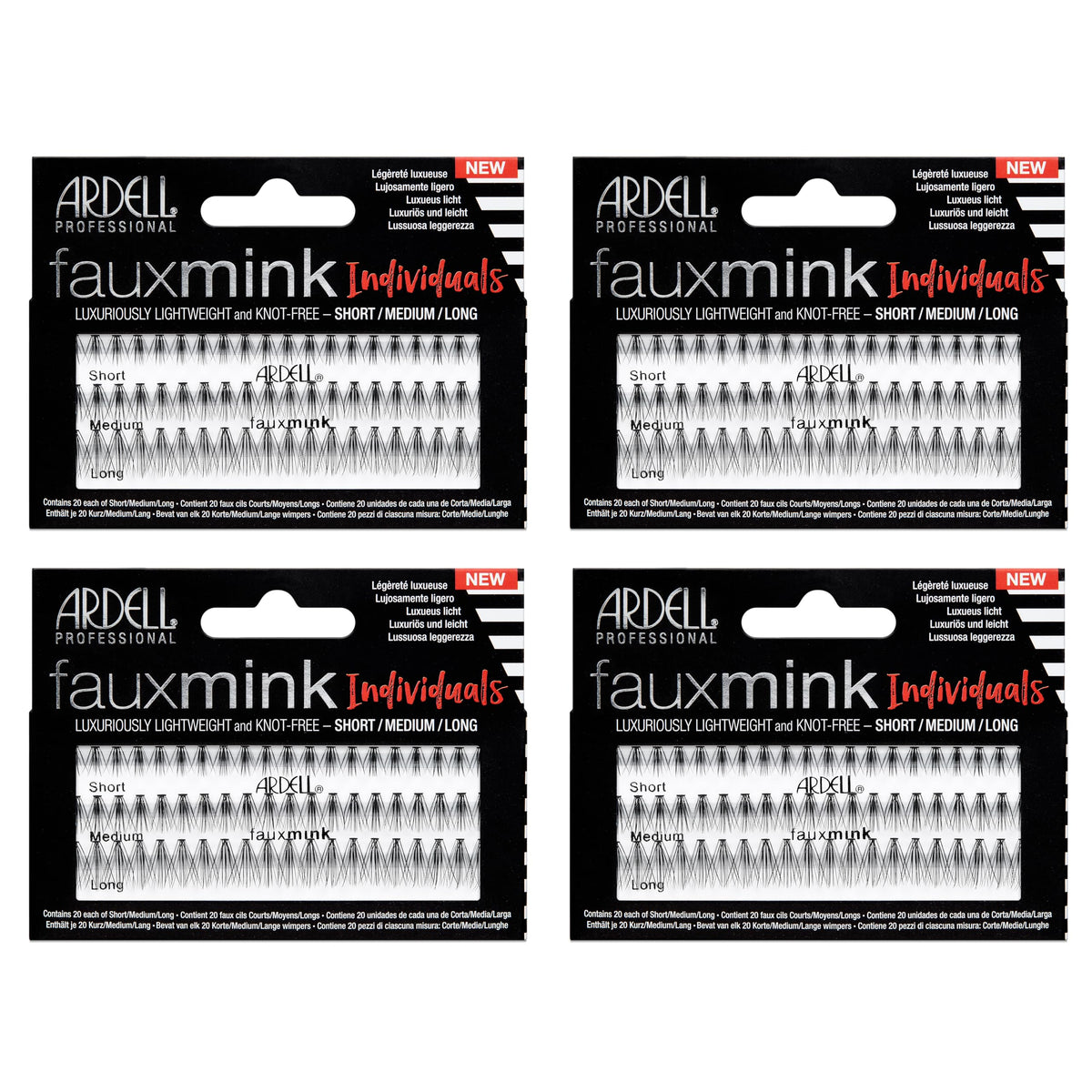 Ardell Faux Mink DIY Lash Clusters pack cover, four-pack convenience for customizable looks.