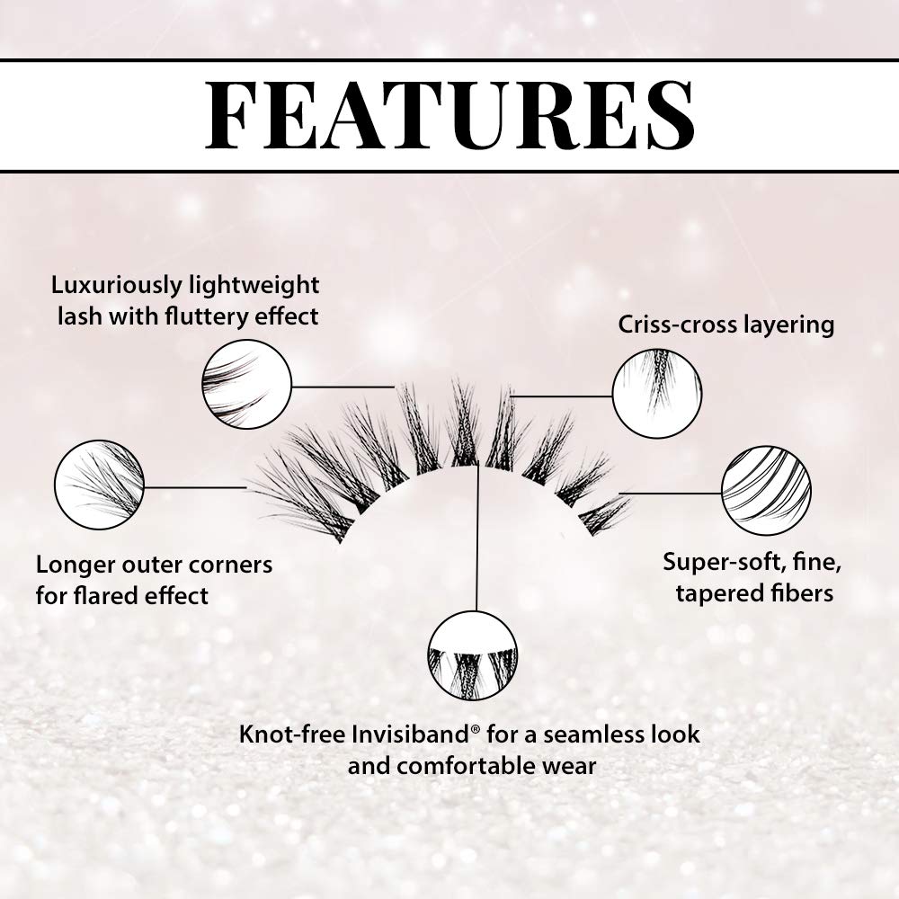 Ardell Faux Mink Lashes 814 Black Invisiband reveals seamless lash line and comfortable wear.