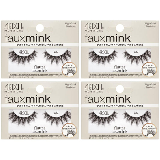 Ardell Faux Mink Wispies 824 cat-eye lashes for a lightweight, fluttery look and easy-to-apply.