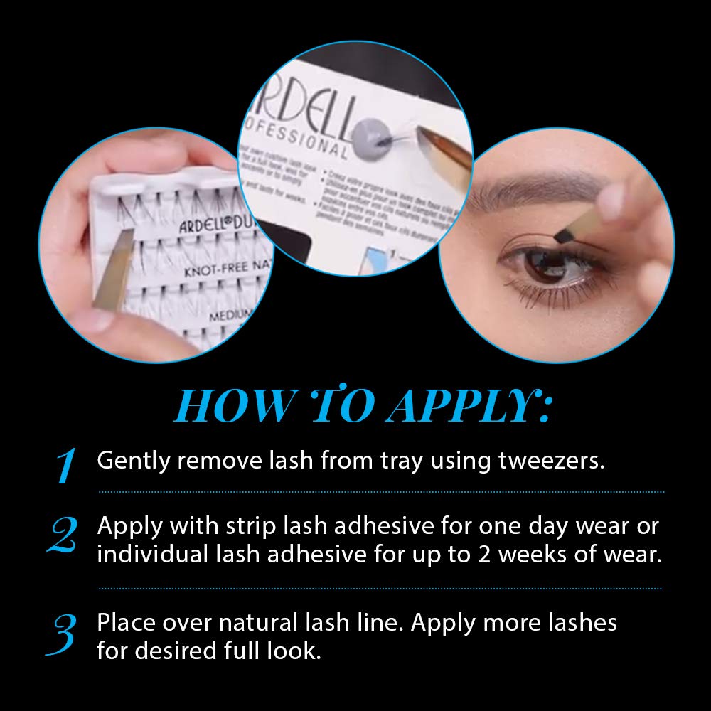 Ardell Medium Brown lashes with applicator highlighting easy at-home application