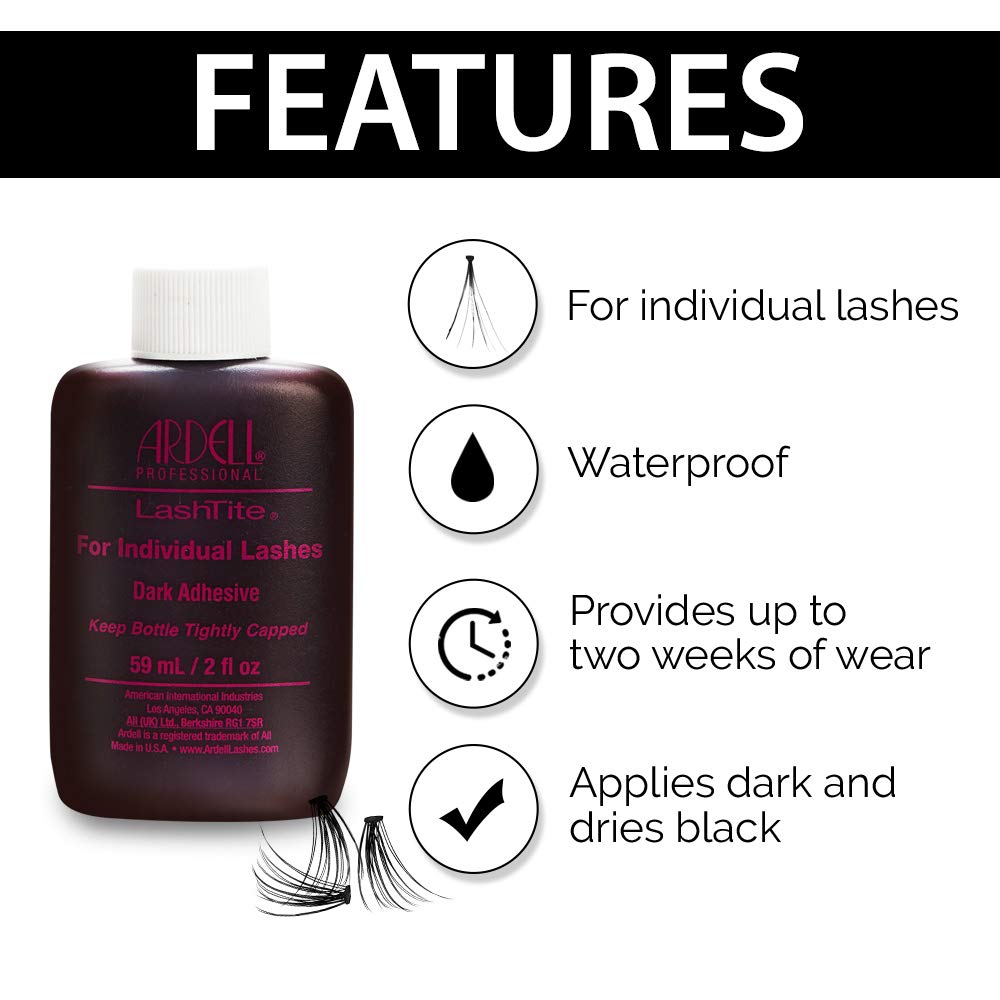 Ardell LashTite dark adhesive in use demonstrates secure, undetectable lash bonds during wear.
