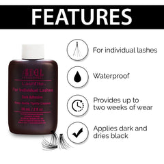 Ardell LashTite dark adhesive in use demonstrates secure, undetectable lash bonds during wear.