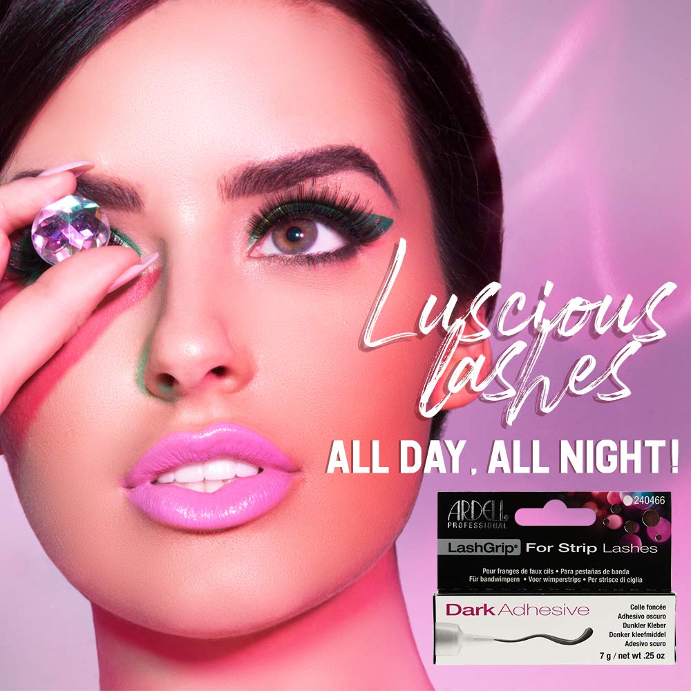 Ardell LashGrip Dark adhesive on strip lashes for secure wear