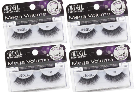 Ardell Mega Volume 250 lashes for dramatic full-strip lashes that enhance evening looks.