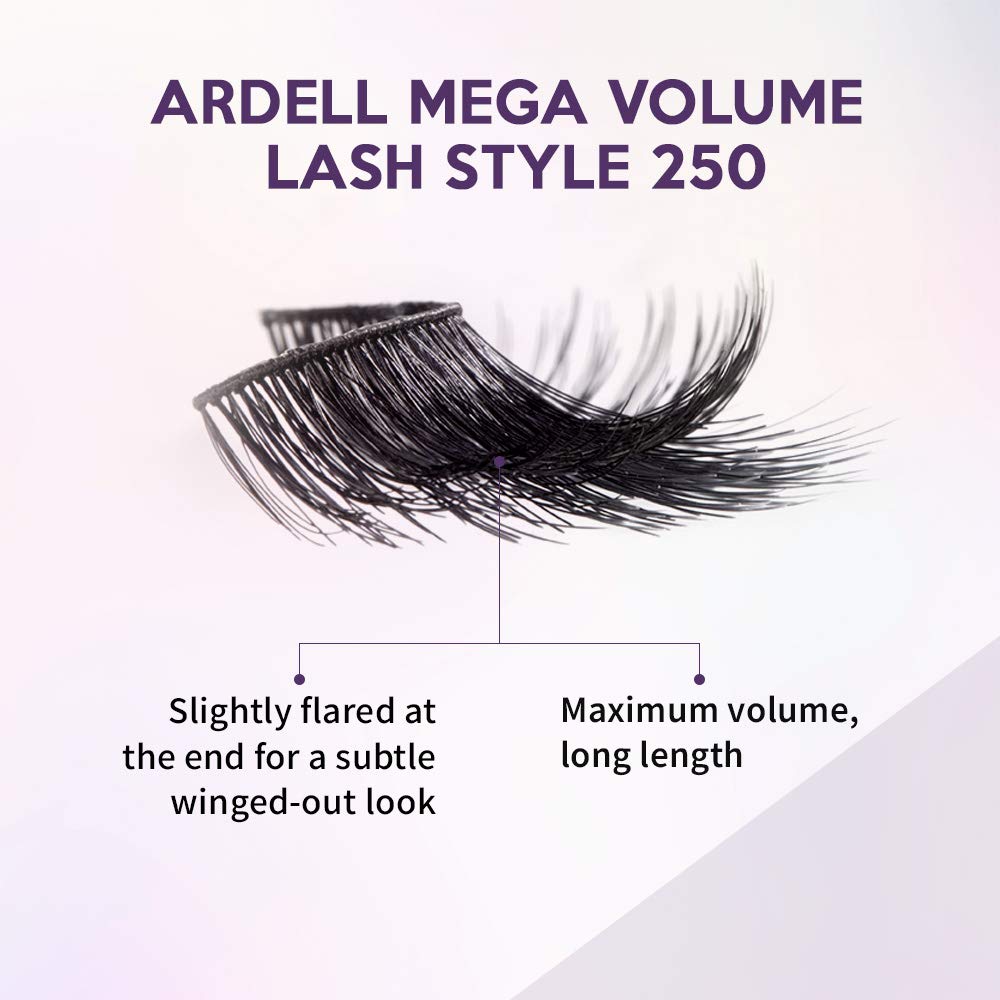 Ardell Mega Volume 250 with NeverFlat technology creates lasting curl and fuller appearance.