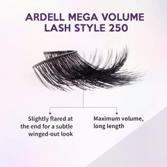 Ardell Mega Volume 250 with NeverFlat technology creates lasting curl and fuller appearance.