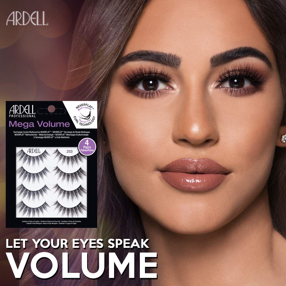 Ardell Mega Volume 253 lashes on eye for fuller, voluminous look.