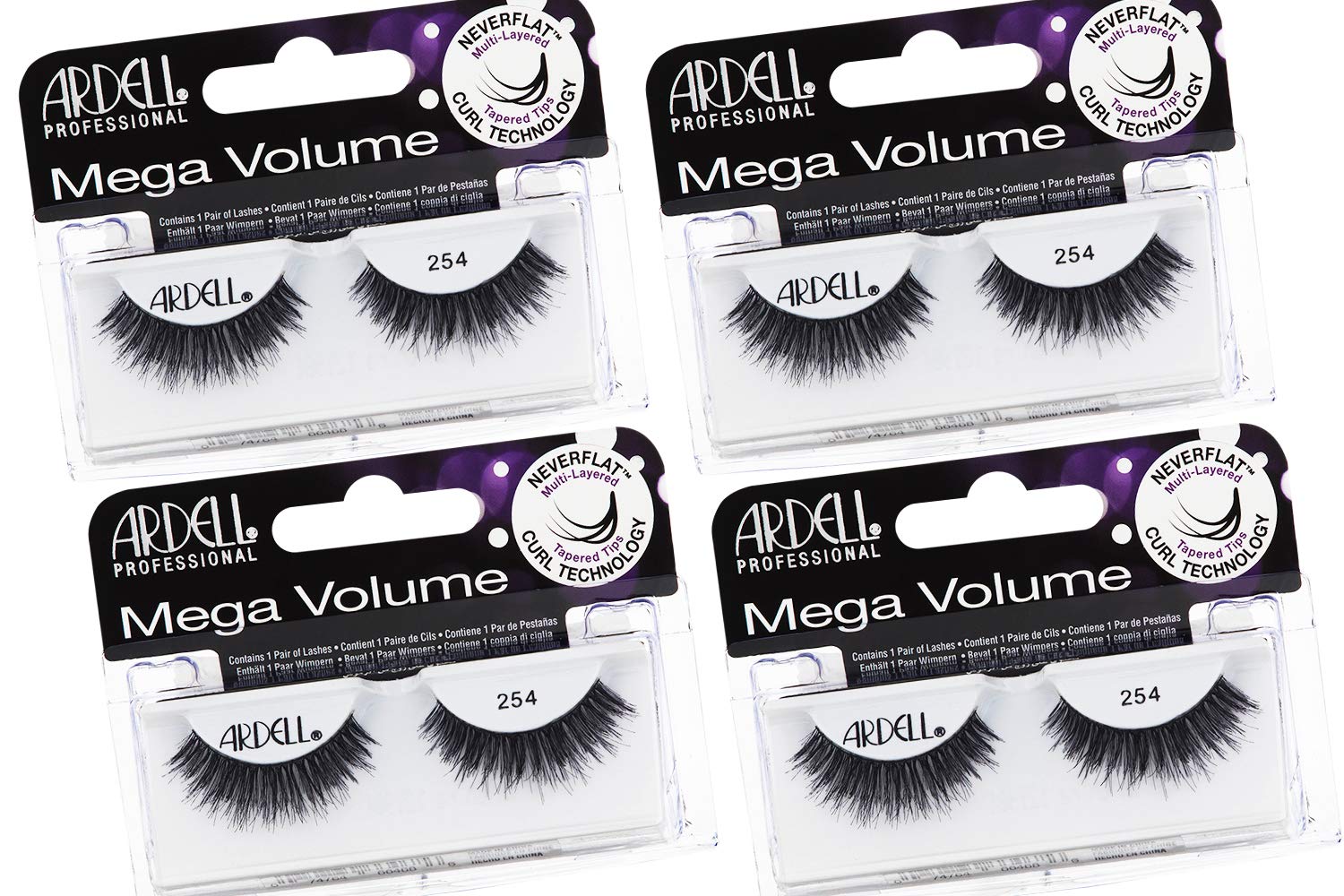 Ardell Mega Volume Lash 254 close-up showing multi-layered lashes and dramatic flutter
