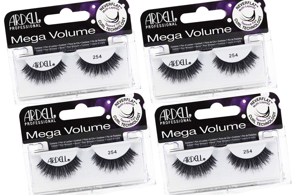 Ardell Mega Volume Lash 254 close-up showing multi-layered lashes and dramatic flutter