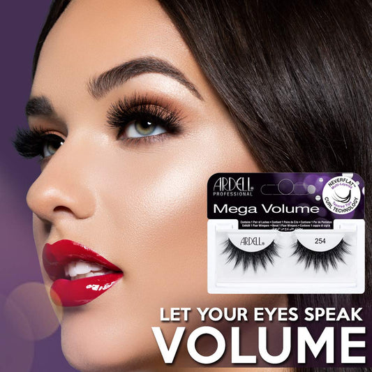 Ardell Mega Volume Lash 254 on-eye view with enhanced curl and volume