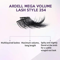 Ardell Mega Volume Lash 254 quad-pack display of reusable glamorous lashes