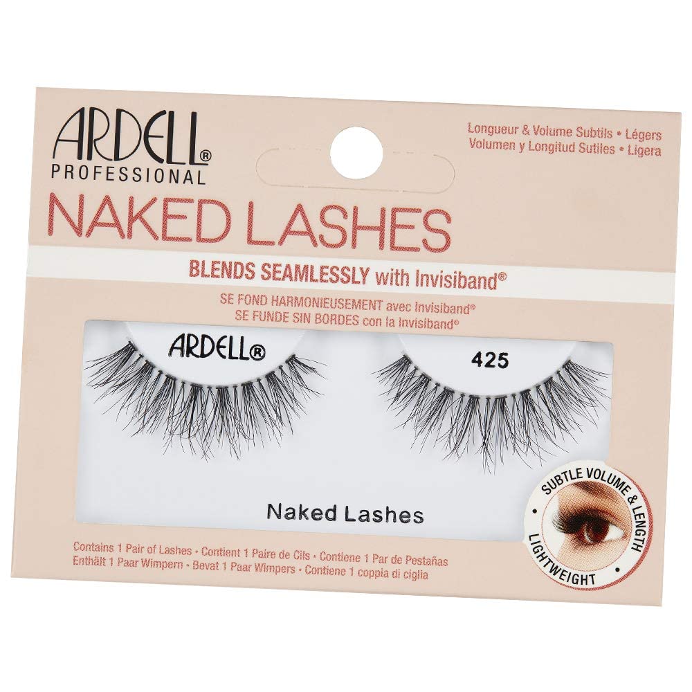Ardell Naked Lashes 425 flared shape—definition at outer corners for subtle lift
