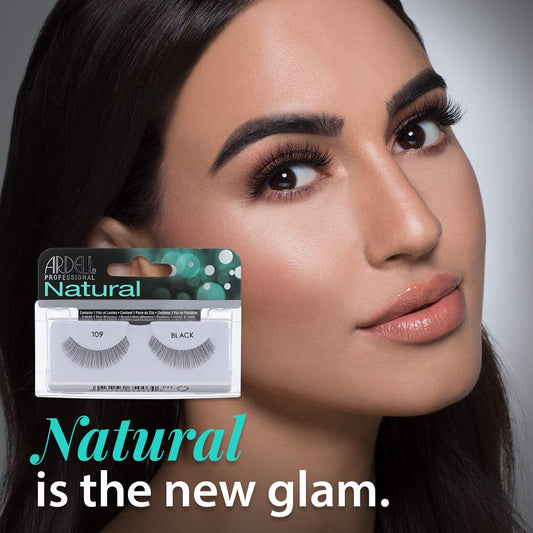 Ardell 109 Black invisible band lashes provide comfortable, seamless eyelash enhancement.