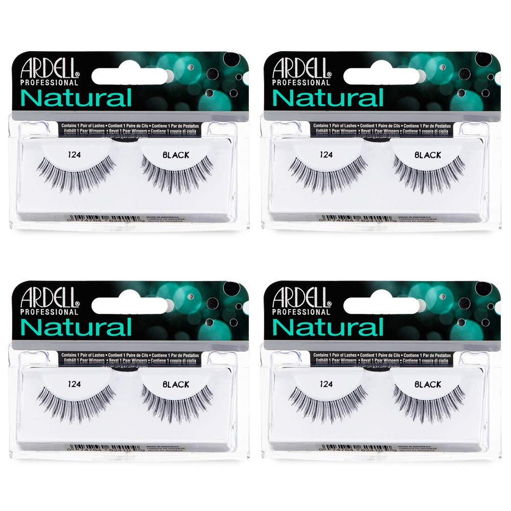 Ardell Natural Lashes 124 strip lashes in black for a natural everyday look.