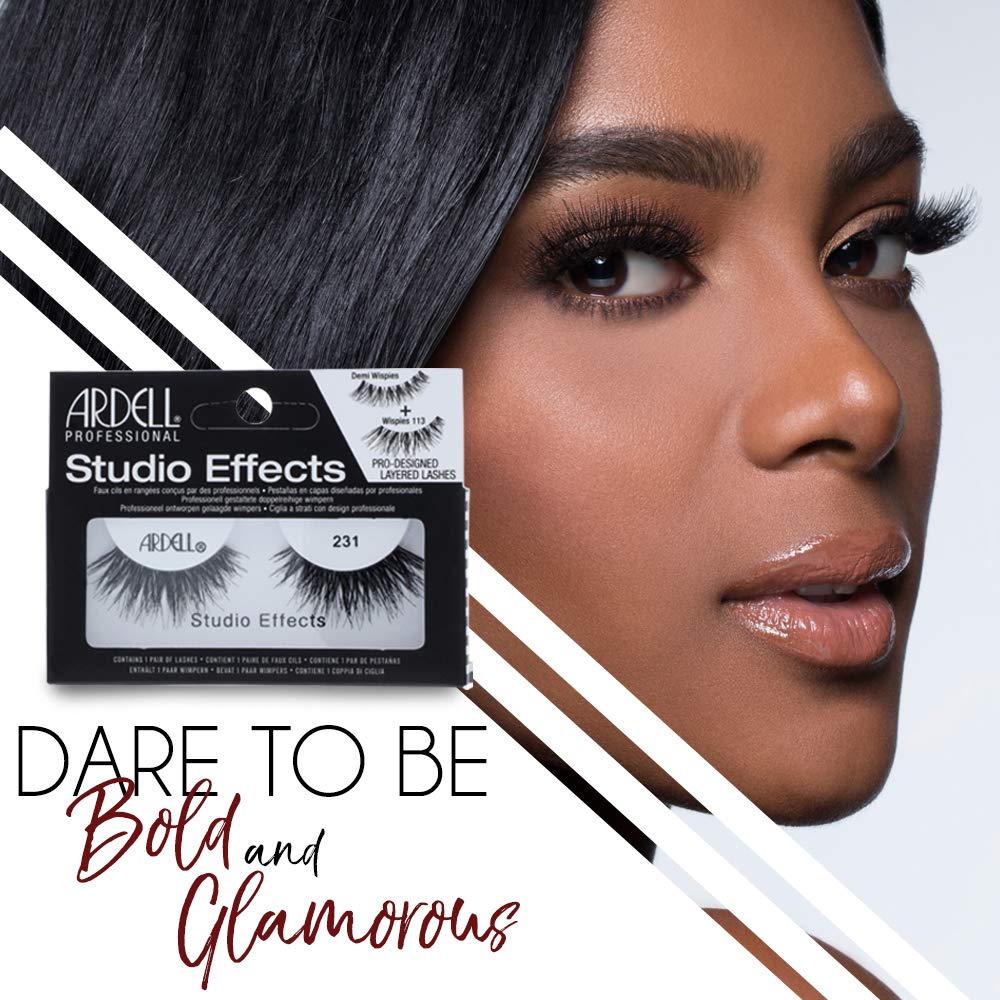 Ardell Studio Effects 231 eye-opening look pairs with makeup for drama.