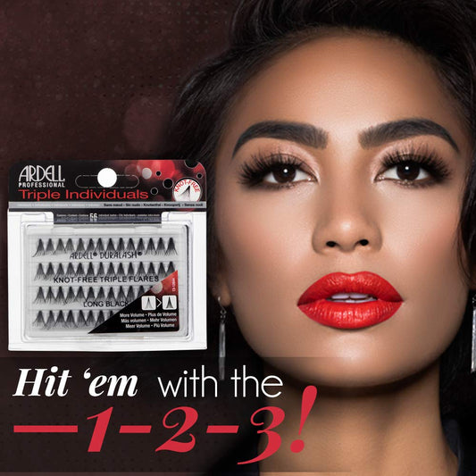 Ardell Triple Individual Lashes knot-free clusters close-up for seamless blend with natural lashes