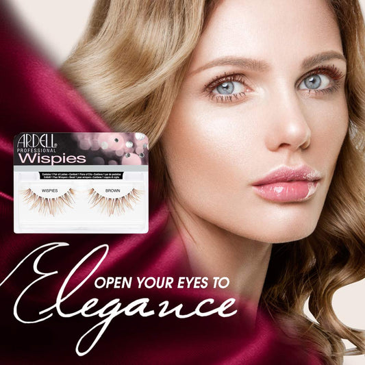 Ardell Wispies Brown with Invisiband offers comfortable, undetectable wear.