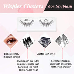 Ardell Wispies Cluster 603 feathered lashes deliver soft, natural definition.