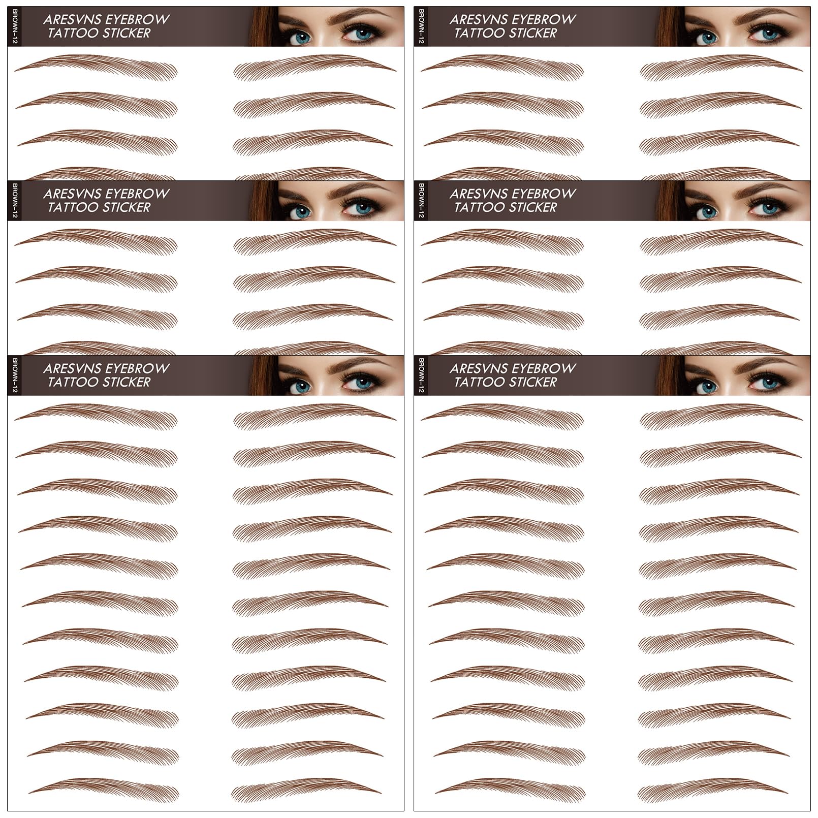 Aresvns Tattoo Eyebrow 66 Pairs packaging shows the full kit for quick brow styling.