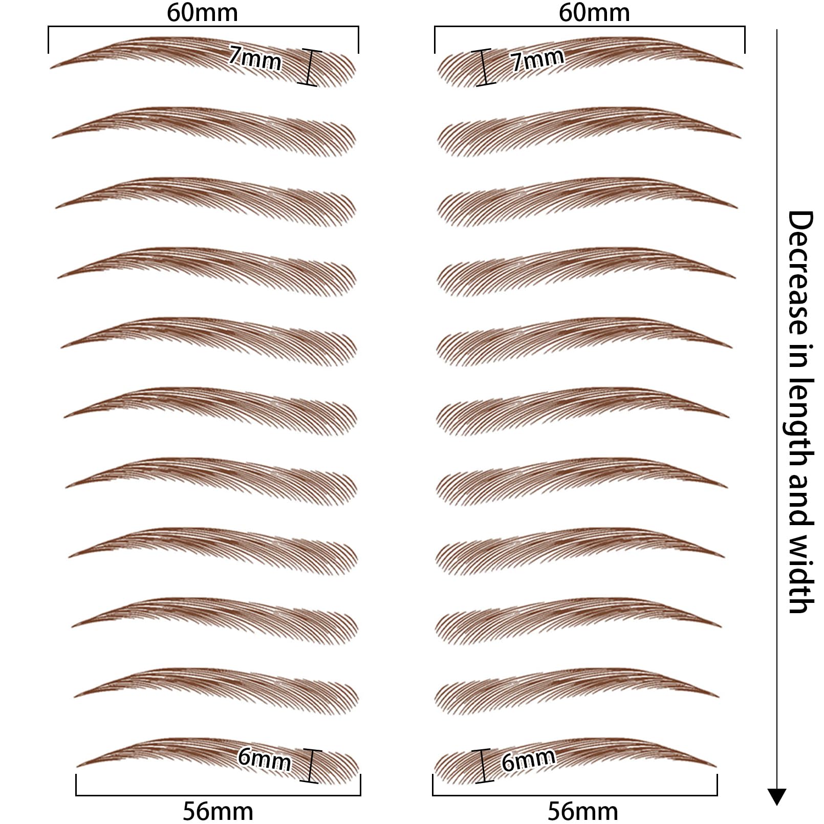 Aresvns eyebrow sheet detail highlights 4D hair-like texture for natural results.