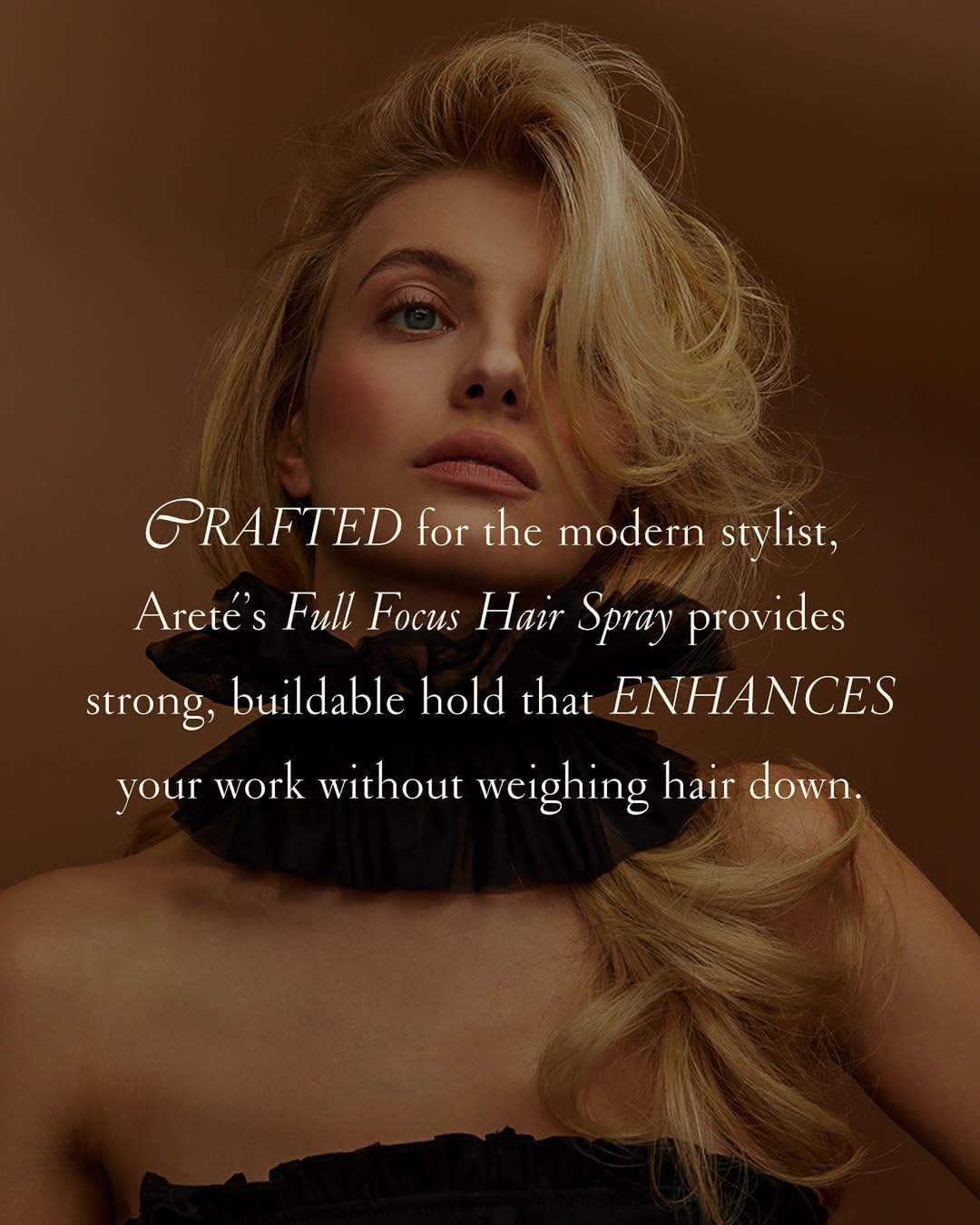 ARETÉ bottle with Edelweiss blend offers gentle care in a finishing spray.