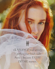 ARETÉ Full Focus Finishing Spray on damp hair provides anti-frizz protection.