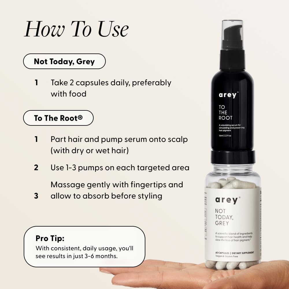 Arey daily routine setup with serum and supplements for real-life use