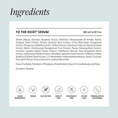 Ingredients panel highlighting antioxidants and peptide technology behind Arey To The Root.