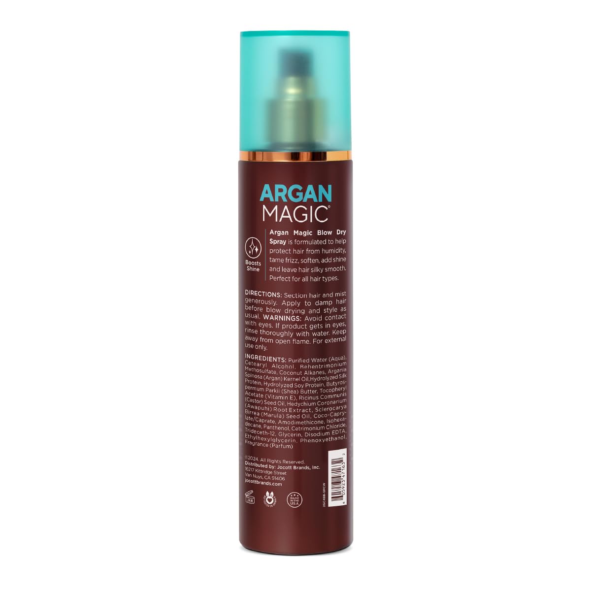 Argan Magic spray mist in action for frizz control and shine.