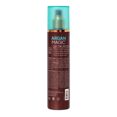 Argan Magic spray mist in action for frizz control and shine.