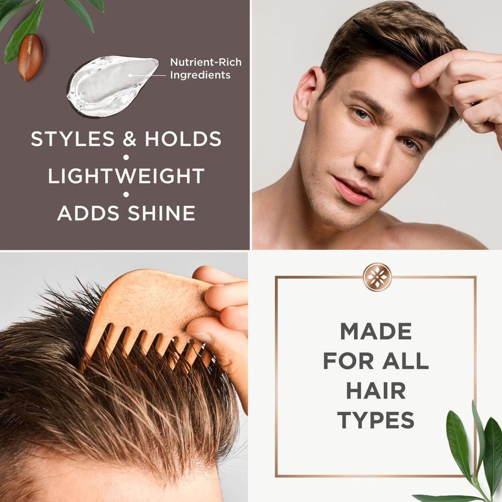 Long-lasting style with Argan Magic pomade, no stiffness.