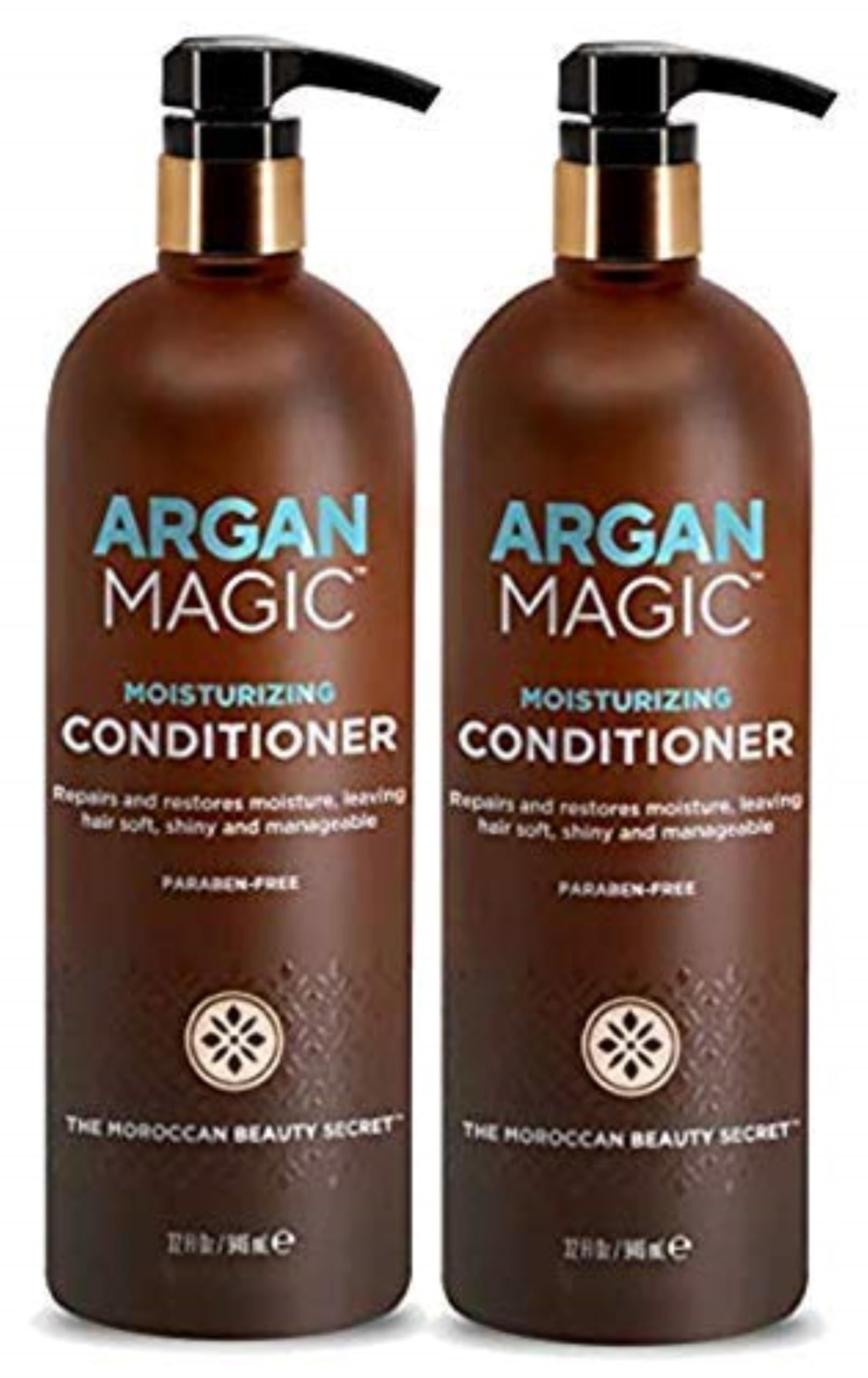 Argan Magic Moisturizing Conditioner bottle front showing rich hydration for all hair types.