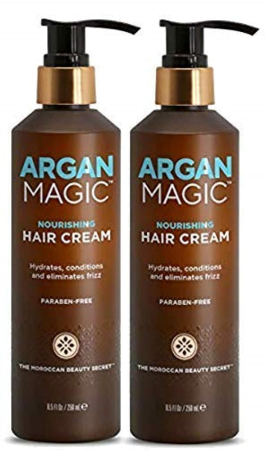 Argan Magic Nourishing Hair Cream bottle with argan oil for deep hydration.