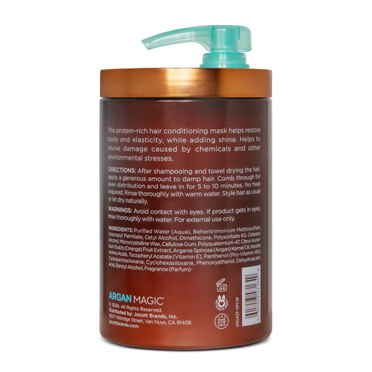 Argan Magic Restorative Hair Mask jar close-up highlighting damaged-hair nourishment.