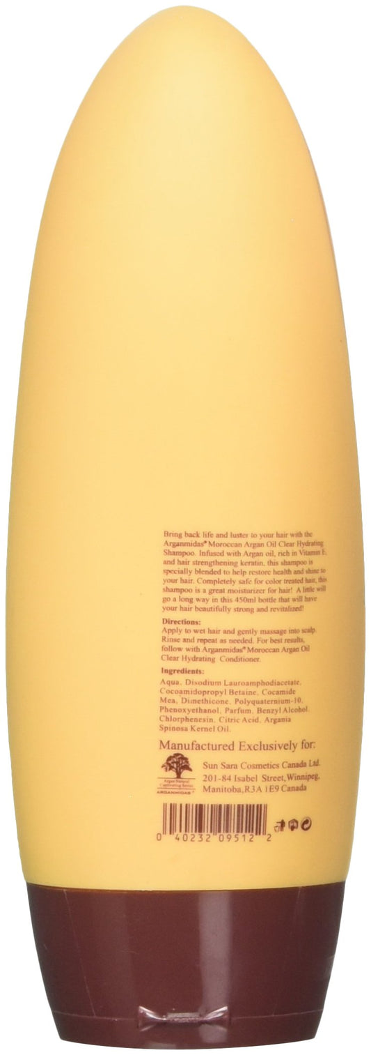 ARGANMIDAS Moroccan Oil Clear Hydrating Shampoo hair close-up shows softness and shine.