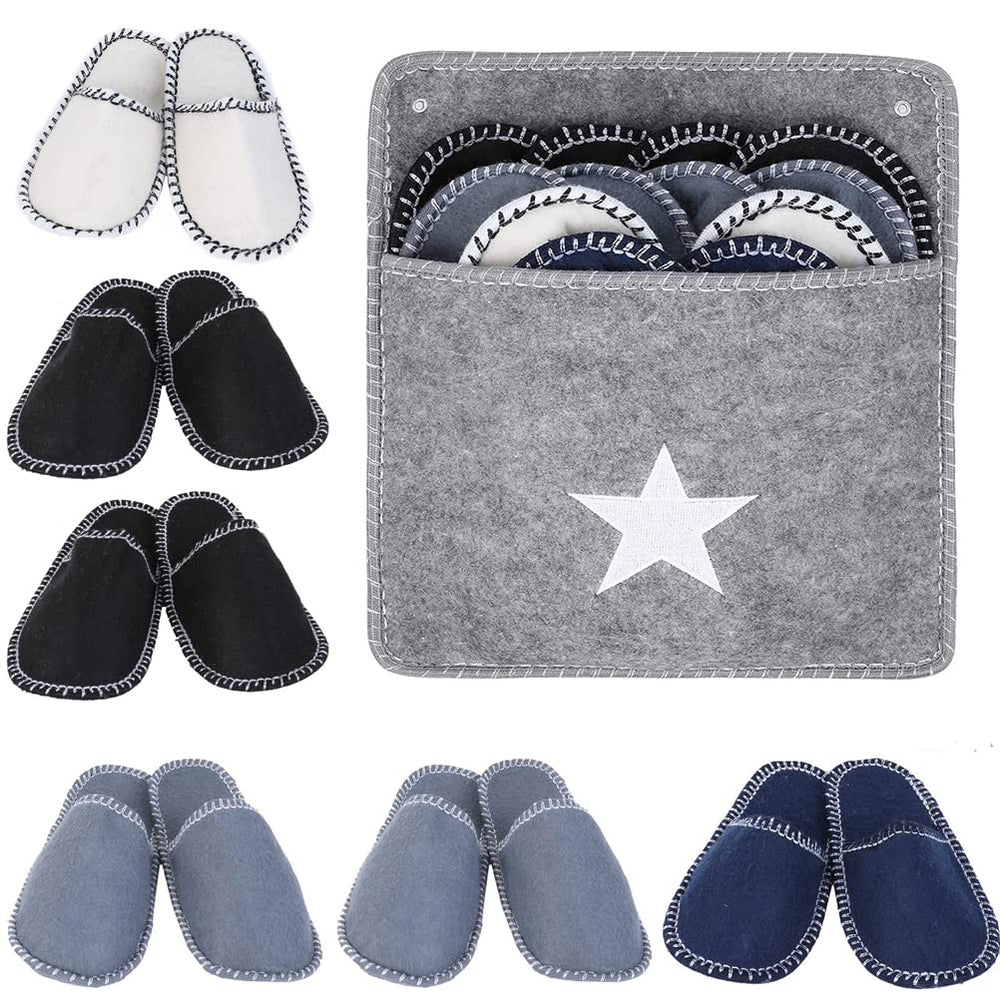 ariarly fleece felt guest slippers pack front view for hotel rooms.